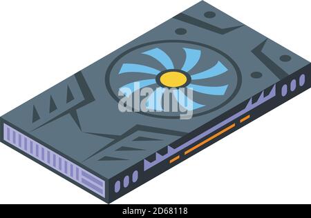 Icône de carte graphique PC, style isométrique Illustration de Vecteur