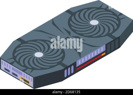 Icône de carte graphique d'équipement, style isométrique Illustration de Vecteur