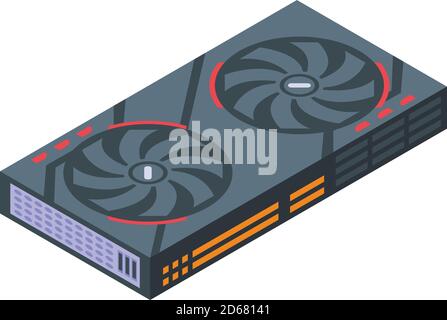 Icône de carte graphique de composant, style isométrique Illustration de Vecteur