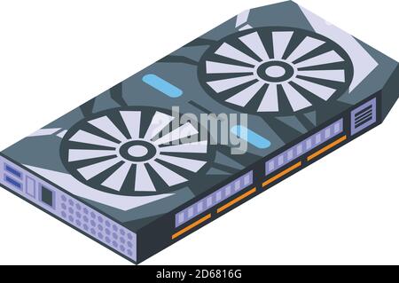 Icône de carte graphique de périphérique, style isométrique Illustration de Vecteur