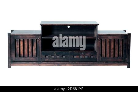 Meuble de télévision ou commode en bois isolat sur blanc arrière-plan Banque D'Images