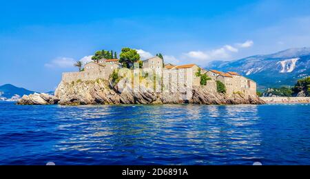 Hôtel-île exclusif Saint Stefan (Sveti Stefan), Monténégro Banque D'Images