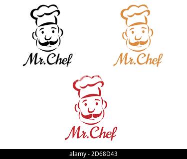 Illustration de dessin vectoriel de modèle de logo de chef pour les affaires ou société Illustration de Vecteur