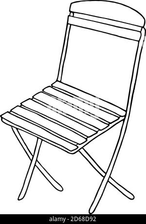 Illustration vectorielle dessinée à la main d'une simple chaise de jardin, en dessinant sur fond blanc Illustration de Vecteur