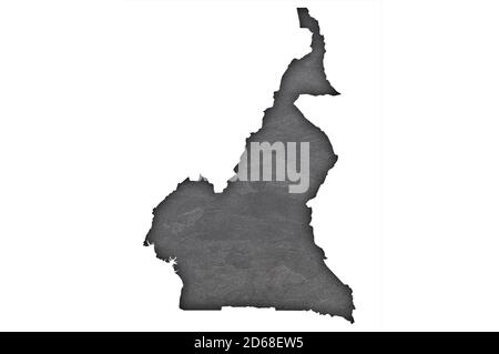 Carte du Cameroun sur ardoise sombre Banque D'Images