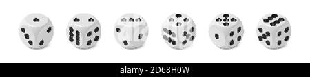 Ensemble de six dés de jeu isométrique réalistes avec bord arrondi et angle Illustration de Vecteur