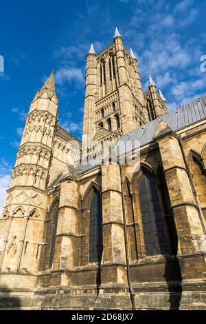 West tours Lincoln Cathedral depuis Southside of Minster Yard Lincoln Ville Lincolnshire octobre 2020 Banque D'Images