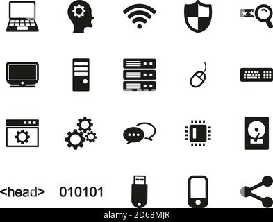 Icônes de programmation d'ordinateur Noir et blanc ensemble grand Illustration de Vecteur