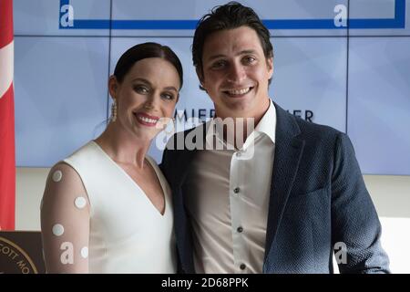 Scott Moir et Tessa Virtue reçoivent le prix de la Marche de la renommée du Canada au Musée London, à London, en Ontario. Banque D'Images