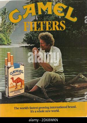 Vintage Camel filtre cigarettes papier annonce publicitaire années 80 Banque D'Images