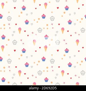 Mignon glace vectorisation sans couture motif pour la housse de lit, textile, housse de coussin, étui de téléphone, décoration maison, tissu, ameublement de maison, papier peint, rideau, carrelage, etc Illustration de Vecteur