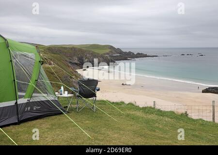 Vue depuis le camping de Sango Sands sur le côté ouest de la baie de Sango, Durness, Sutherland, Écosse, Royaume-Uni Banque D'Images