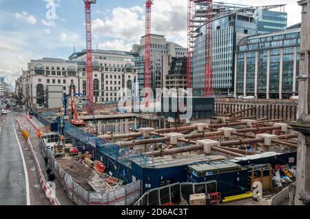 2016 site de développement du nouveau siège social de Goldman Sachs à Plumtree court, Shoe Lane, au large de Farringdon Street, Londres. Banque D'Images