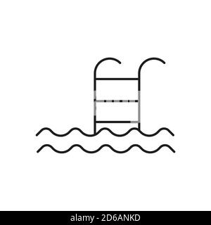 icône de piscine de l'icône de fitness pour le concept mobile et les applications web. L'icône de poo en ligne fine peut être utilisée pour le Web et le mobile. Icône Premium sur fond blanc Illustration de Vecteur