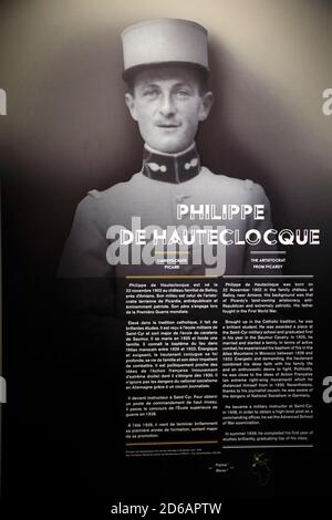 Portrait et introduction du général libre-France Philippe de Hauteclocque in Musée de la libération de Paris - Musée du général Leclerc - Musée Jean Moulin.Paris.France Banque D'Images