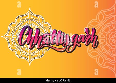 Typographie manuscrite de Chhattisgarh. États de l'Inde Illustration de Vecteur