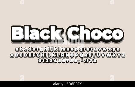 chocolat noir avec effet de police 3d blanc ou styles de texte conception Illustration de Vecteur