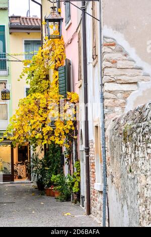 Lazise est une commune médiévale de la province de Vérone, dans la région italienne de Vénétie, située sur la rive est du lac de Garde Banque D'Images