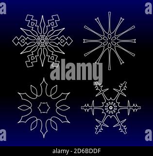 Ensemble de magnifiques silhouettes en filigrane pour fêter Noël. Signe ou emblème de la neige pour les vacances de Noël. Illustration de Vecteur