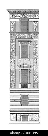 Illustration ancienne de la maison à Stuttgart, XIX siècle. Gravure publiée dans Vergleichende Architektonische Formenlehre par Carl Scholtze, Leipzig, Banque D'Images