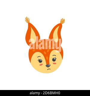 Écureuil tête comme triste emoji. Émoticone malheureux. Illustration vectorielle de l'écureuil dans un style plat Illustration de Vecteur