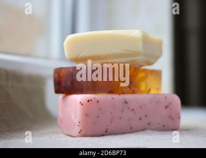 Porte-savon naturel fait main en gros plan Banque D'Images