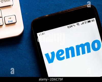 Sur cette photo, un appareil Venmo logo de Venmo est affiché sur un smartphone Banque D'Images