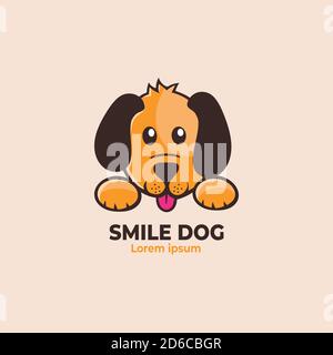 Logo Smile Dog face. Dessin animé de la tête de chien mignon. Illustration vectorielle Illustration de Vecteur