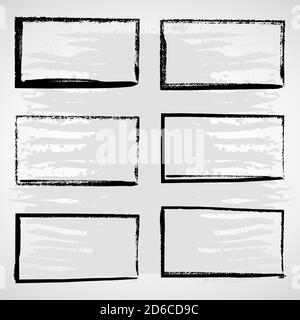 Ensemble vectoriel de cadres rectangulaires aquarelles de grunge noir. Illustration de Vecteur