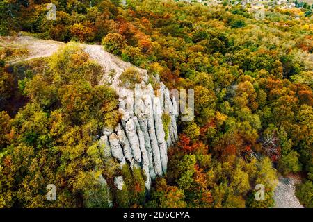 Le Saint Gerorge est une colline vulcanique d'environ 4 millions d'années. Le nom hongrois est Szent György hegy. Il y a le célèbre colum de basalte géant Banque D'Images