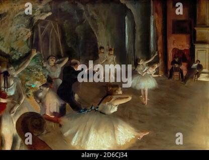 The Rehearsal of the Ballet sur scène, Edgar Degas, vers 1874, Metropolitan Museum of Art, Manhattan, New York City, États-Unis, Amérique du Nord Banque D'Images