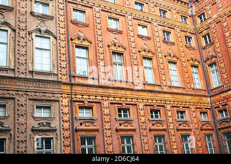 Façade du château rouge à Turin . Partie du Castello del Valentino à Turin Banque D'Images