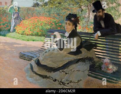 Camille Monet sur un banc de jardin, Claude Monet, 1873, Metropolitan Museum of Art, Manhattan, New York City, Etats-Unis, Amérique du Nord Banque D'Images