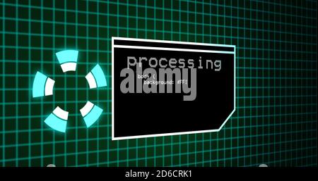 Programmation du processus de codage sur le panneau de commande du terminal. Panneau de traitement des données avec grille. Panneau de codage de résolution 4k Banque D'Images