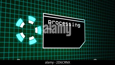 Programmation du processus de codage sur le panneau de commande du terminal. Panneau de traitement des données avec grille. Panneau de codage de résolution 4k Banque D'Images