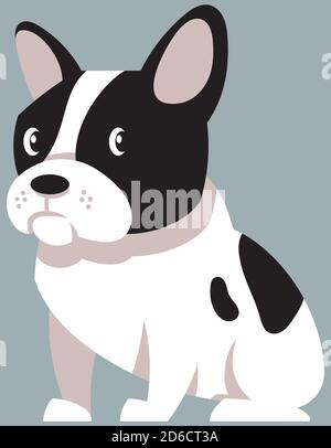 Assis Bulldog français. Adorable animal de compagnie de style dessin animé. Illustration de Vecteur