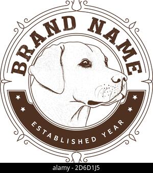modèle de conception de logo de chien, croquis, art de crayon Illustration de Vecteur