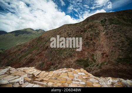 Salinas de Maras, près de Cuzco, Perù Banque D'Images