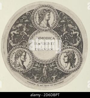 Design pour un plat avec des Portraits des Emperors romains Nero, Galba, et Caligula, ca. 1588. Banque D'Images