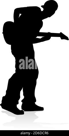 Silhouette guitariste musicien Illustration de Vecteur