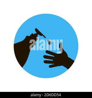 Se laver les mains. Soins personnels quotidiens. COVID-19 promotion de l'hygiène. Lavez-vous les mains. Bleu et noir. Illustration de Vecteur