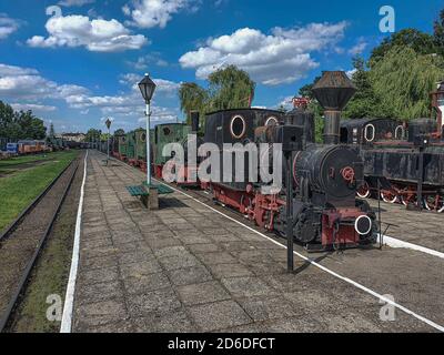 Sochaczew, mazowieckie/Pologne - 07.05.2020. Vieilles locomotives à vapeur sur des voies étroites dans le musée en plein air Banque D'Images