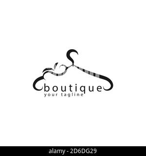 Logo Creative Boutique. Signe vectoriel avec lettrage et symbole de suspension. Logotype calligraphie Illustration de Vecteur