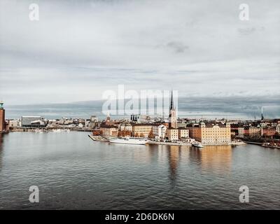 Stockholm, Suède, point de vue de Riddarholmen de Monteliusvägen Banque D'Images