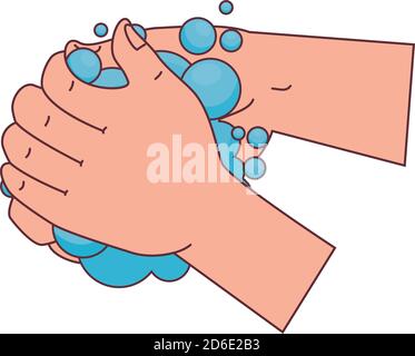 lavage des mains avec motif à bulles Illustration de Vecteur