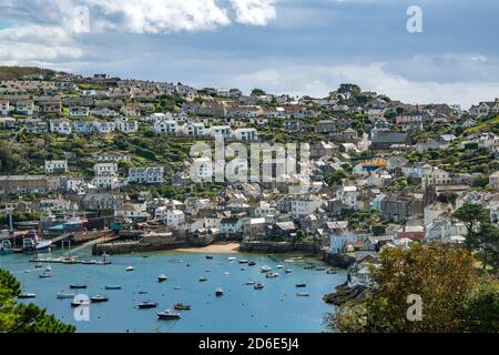 Vue panoramique depuis Fowey Polruan et Fowey River Cornwall, Angleterre Banque D'Images