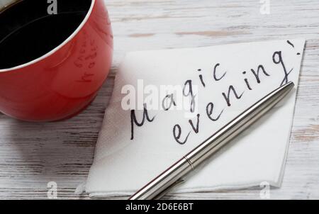 Message écrit sur nappes Banque D'Images