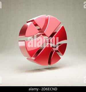 Icône ballon de basket-ball. Symbole ballon de basket-ball doré brillant isolé sur fond blanc en béton. Icône moderne pour site Web, médias sociaux, présentation, élément de modèle de conception. Rendu 3D. Banque D'Images