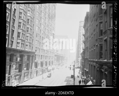 Vue sur Adams Street West depuis Wabash Avenue, Chicago, Illinois, 1914. Banque D'Images