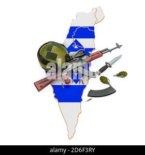 Concept de force militaire, d'armée ou de conflit de guerre en Israël. Rendu 3D isolé sur fond blanc Banque D'Images